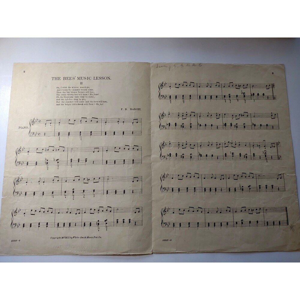 The Busy Bees Lesson Sheet Music 1903 Anthropomorphic Singing Bee F.B. Marcey - Picture 4 of 5